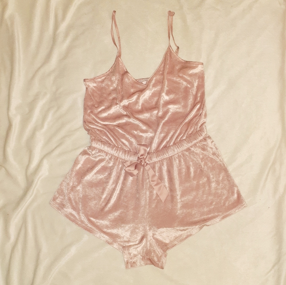 Victoria's Secret velvet pink sleep romper